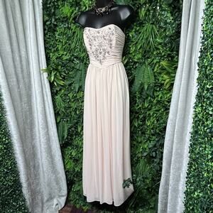 GEORGINA CHAPMAN Dress Women 6 Blush Pleated Stoned Layered Wedding Evening 2663